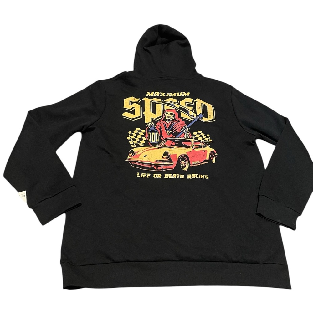 Retrofit Black Hoodie with Vibrant Maximum Speed Graphic XXL Mens NWT